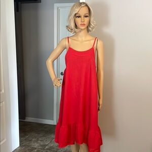 Red 100% Linen Made in Italy Sleeveless Dress